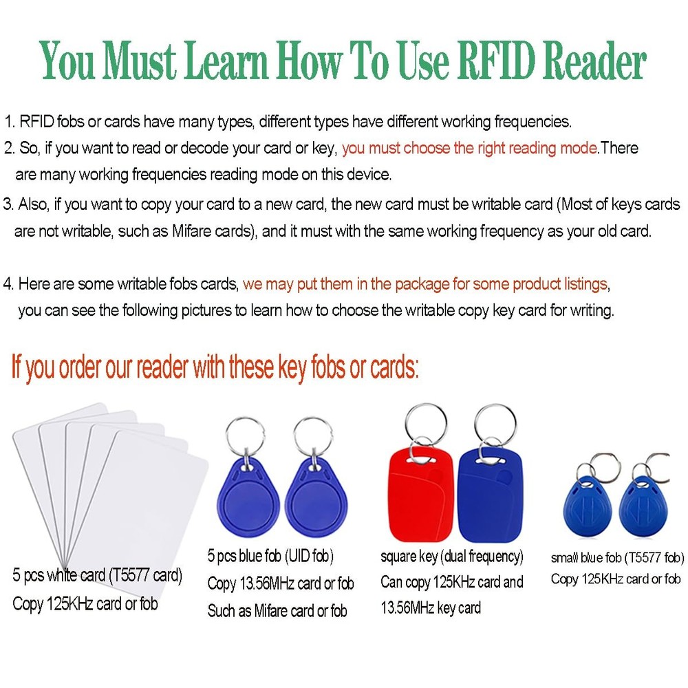HERNAS RFID Reader Writer Duplicator, Multi Frequencies RFID Smart Card Progr...