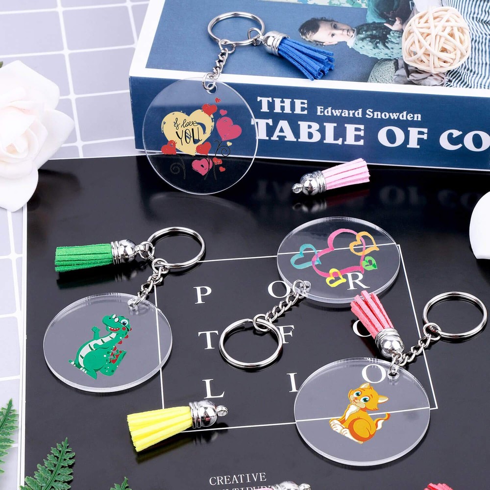 Audab Acrylic Keychain Blanks Kit - 120pcs Including Clear Small,