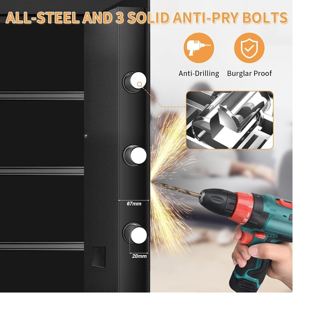 3.3 Cuft Large Fireproof Home Safe w/ Digital Keypad, Removable Shelf & LED Ligh