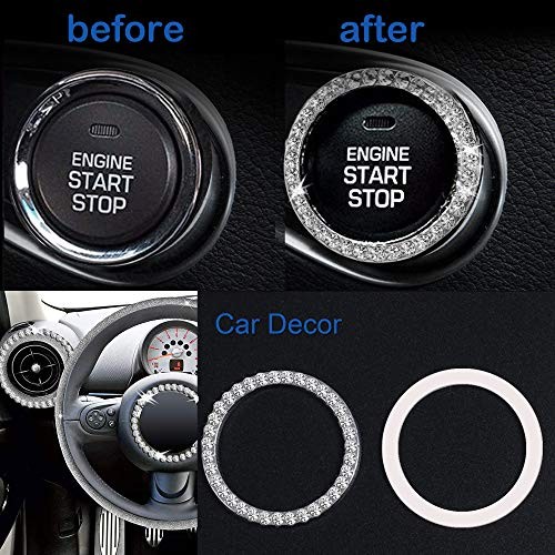 2pcs Bling Car Engine Start Button Cover Diamond Crystal Push 2Pcs Crystal