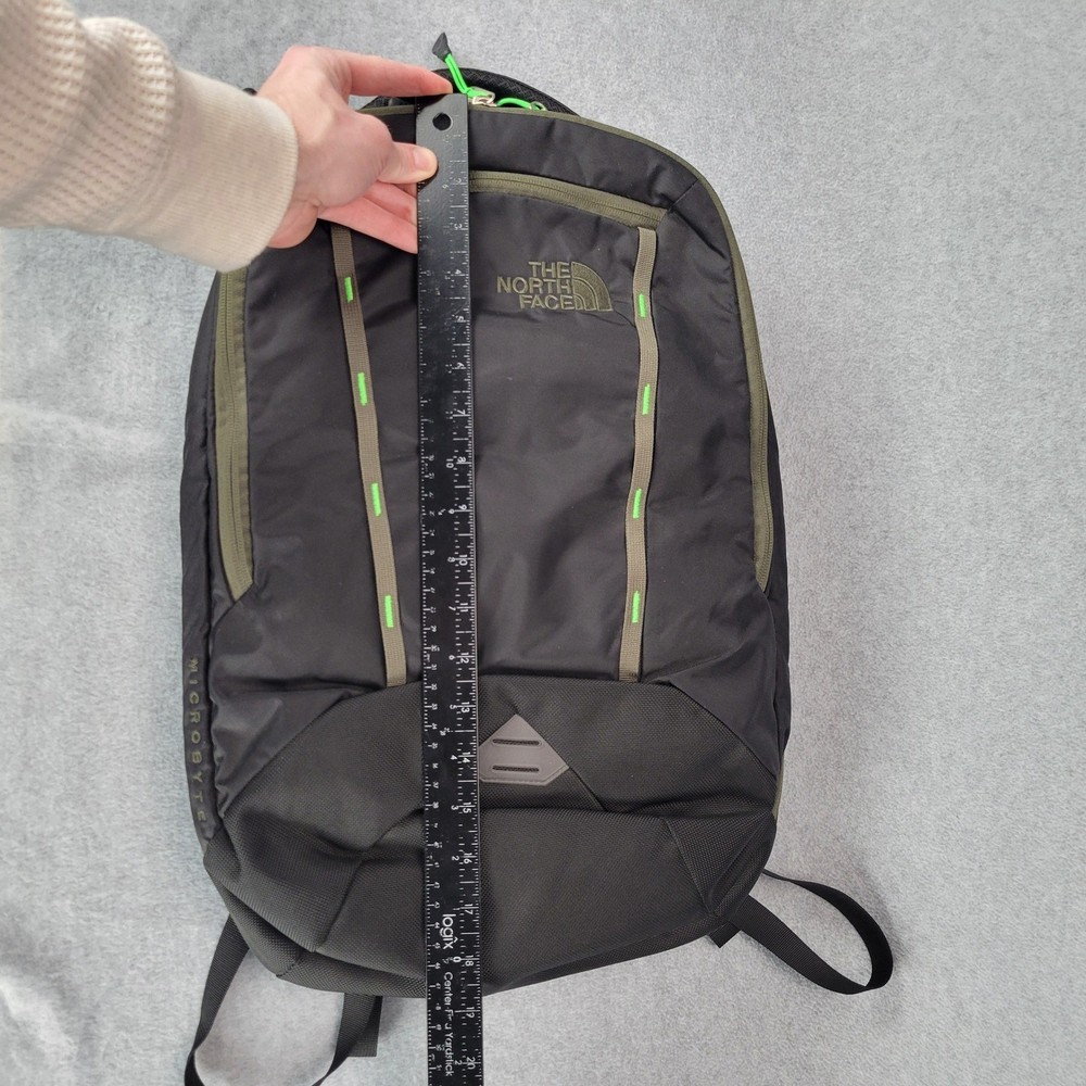 The North Face Microbyte Backpack Black Olive Green Laptop Daypack FlexVent