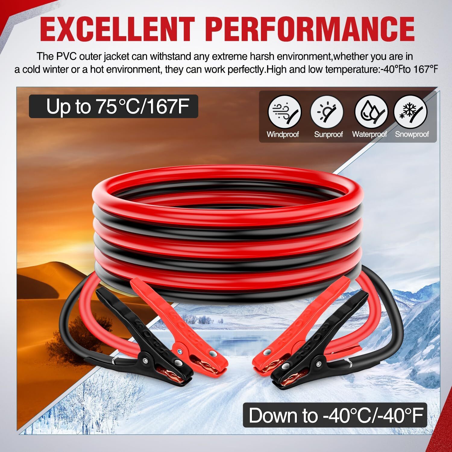 Nilight Jumper Cables for Car Battery 10Gauge 12FT Booster Cable Heavy Duty 200A