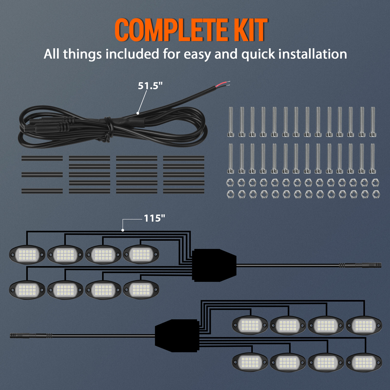 16x Pure White LED Rock Lights Underbody Glow Lamp for Offroad SUV Pickup Truck