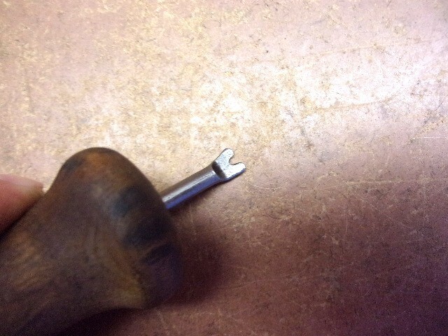 Vintage Upholsterer's Tack Puller w/Massive Wood Handle & Under Cap Tack Storage