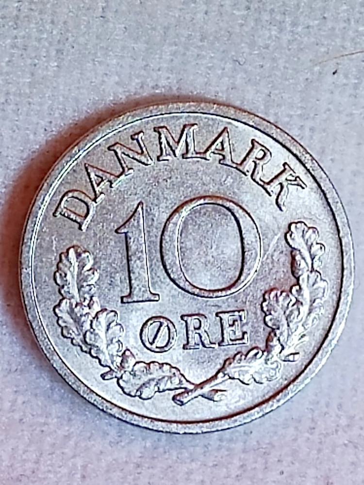 1966 Denmark 10 Ore Excellent Condition