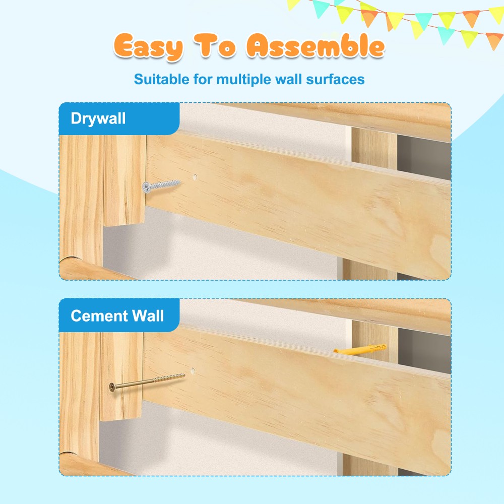 Indoor Climbing Set Rock Climbing Wall Wooden Swings Gymnastic Rings Rope Ladder