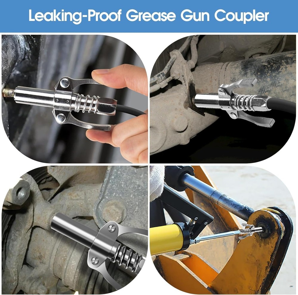 Compact 12000 PSI Grease Gun Coupler for Efficient Greasing in Tight Spaces