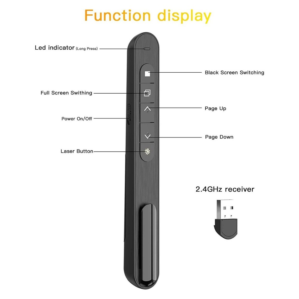 Portable Wireless Presenter PPT Clicker For Office Classroom Premium