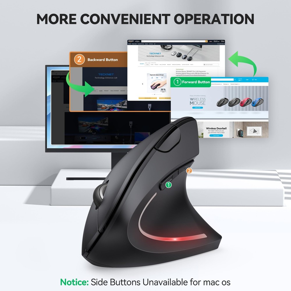 Ergonomic Mouse, Jiggler Bluetooth Wireless Vertical Mouse, 4800 DPI Silent M...