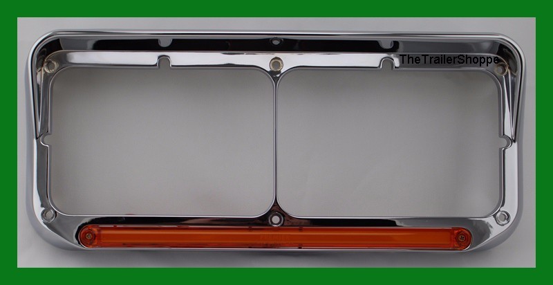 Headlight Bezel With Visor Rectangular Dual Lights 24 Amber "GLO" LEDs -UPI