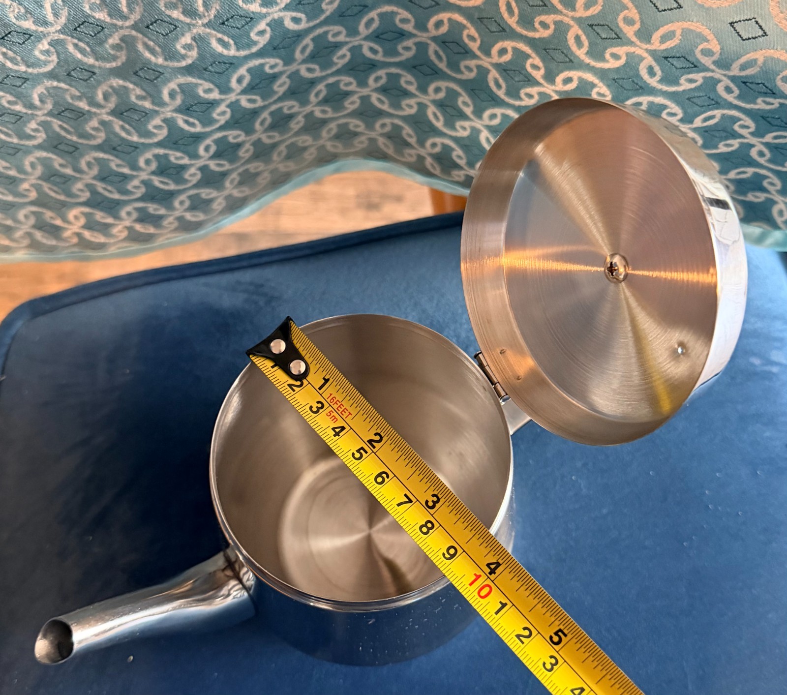 Stainless Steel Tea Pot 3.5" diameter Top for Restaurant / Commercial Use (32oz)