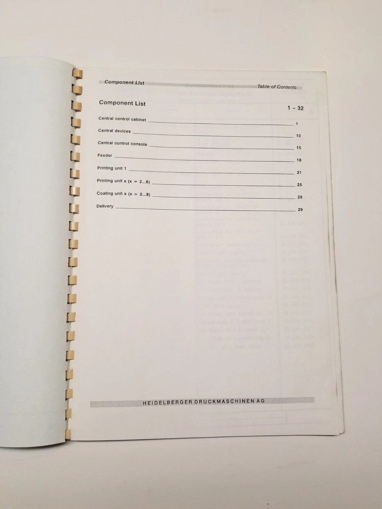 HEIDELBERG Speedmaster 72/102 Components List 91.144.9202