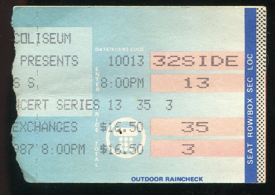 Vintage 1987 Kiss Ted Nugent Concert Ticket Stub New Haven CT