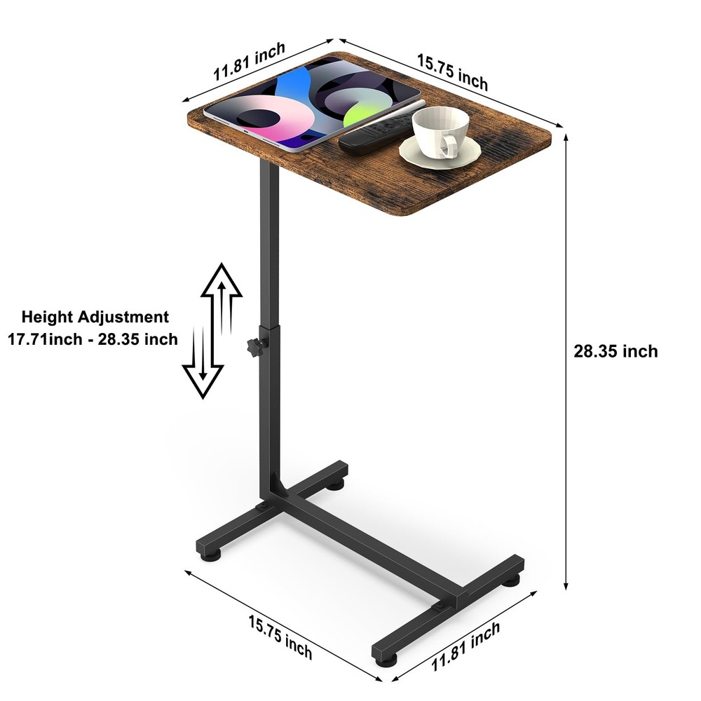 C Table for Sofa Living Room Couch Side Table for Small Spaces with Rounded C...