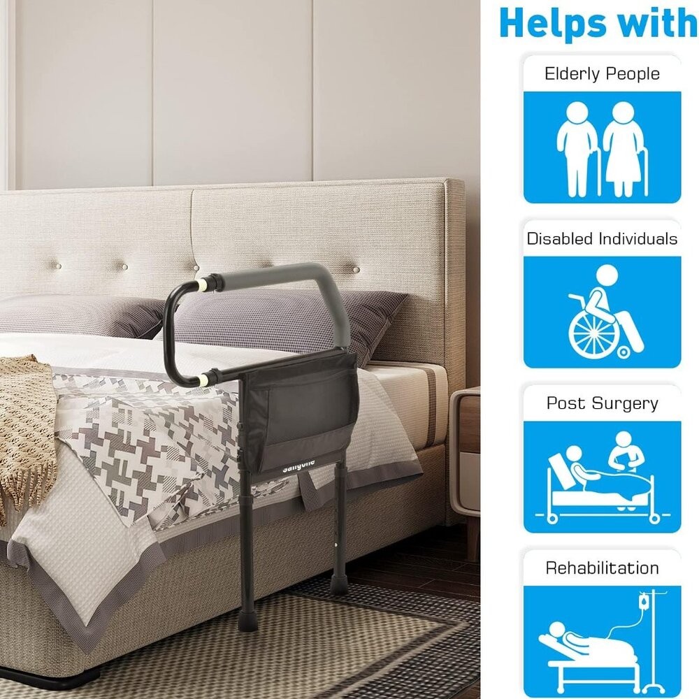 Bed Assist Grab Bar Handle with Storage Pocket