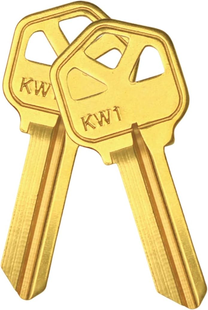Brass Finish Key Blanks, KW1 Uncut Blank Keys, Pack of 50 Keys