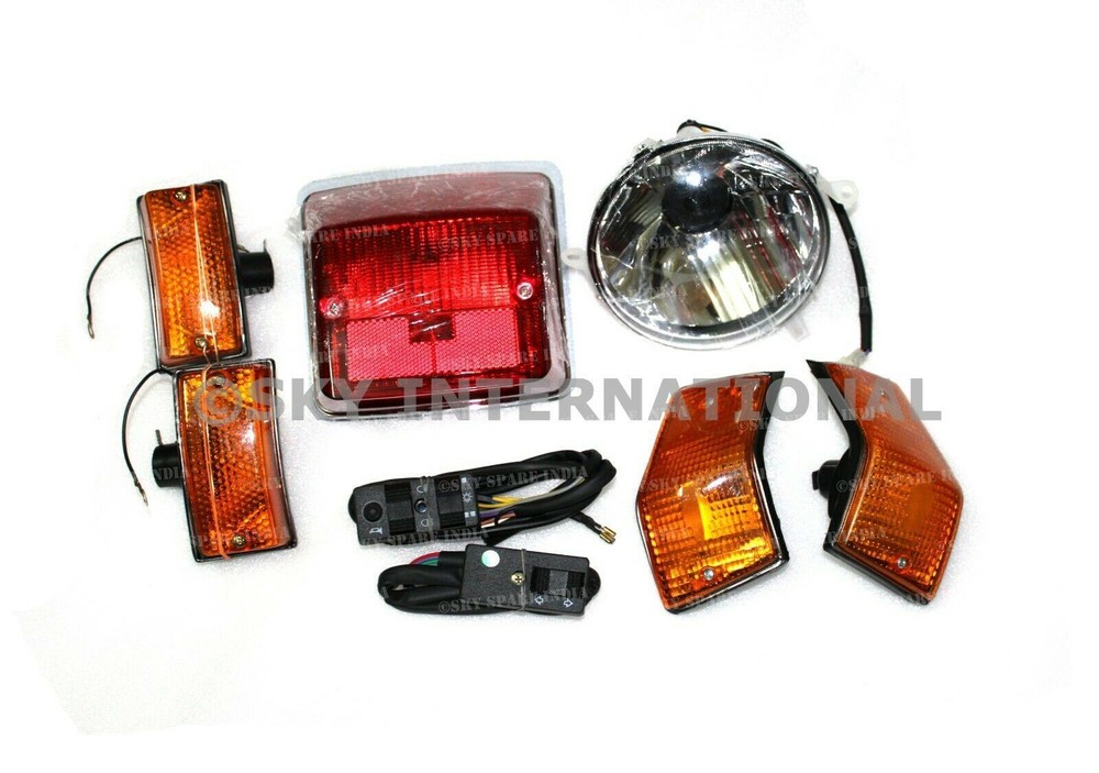 Vespa Px Lml Head Light, Tail Light & 4 Blinker Indicator Orange Set With Switch