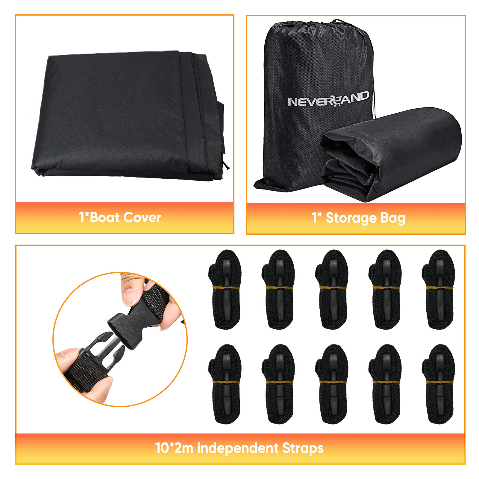 17" 18" 19" Heavy Duty Boat Cover Trailerable Fishing Ski Bass V-Hull Runabouts