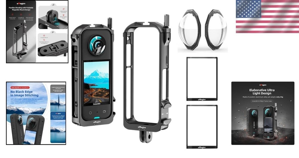 Durable Protective Housing for Insta360 X3 with Lens Guards & Screen Protector