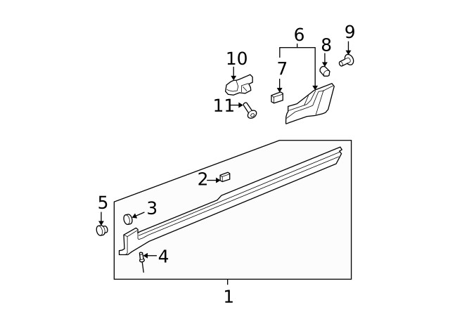 Genuine GM Primed Driver Side Rocker Panel Front Molding 22860103
