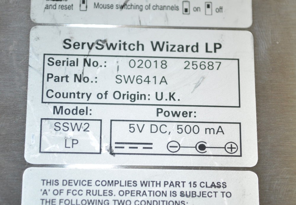 Black Box ServSwitch Wizard LP 2 Port KVM Switch Model# SSW2LP Part# SW641A
