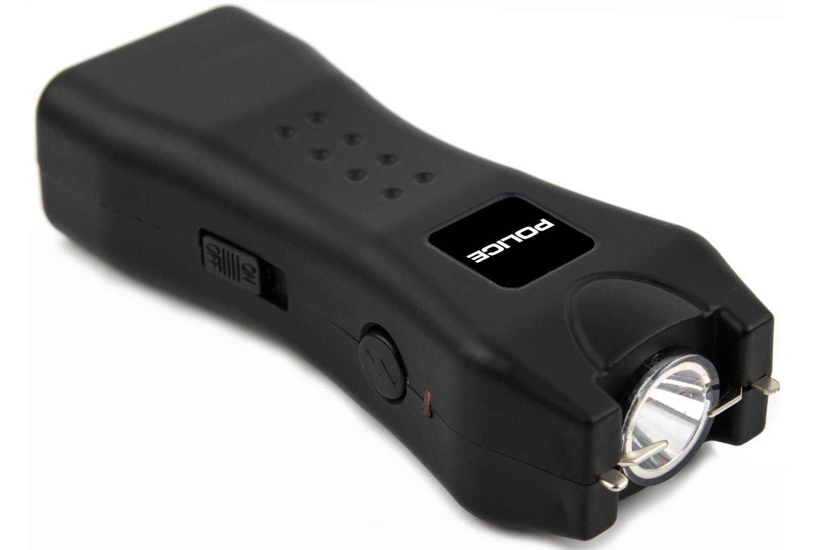 POLICE Stun Gun 618 Max Volt Rechargeable LED Flashlight for Self Defense Black