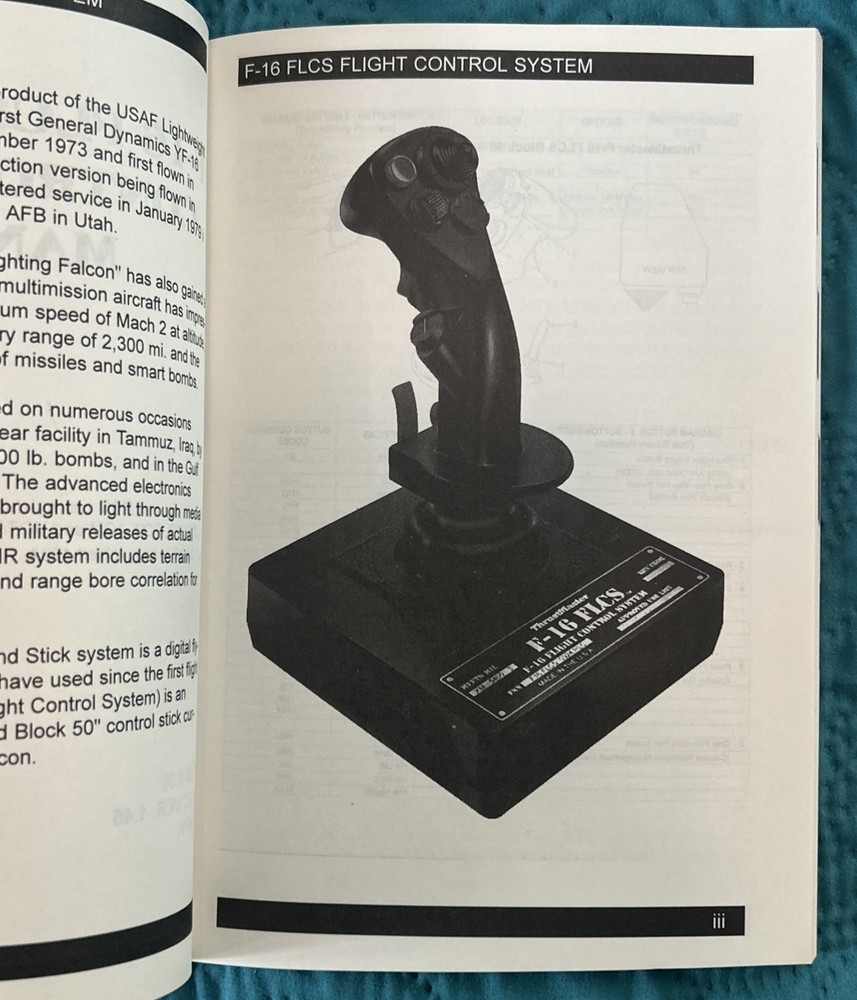 Vtg 1994 ThrustMaster F-16 FLCS Flight Control System Owner’s Manual Book Only