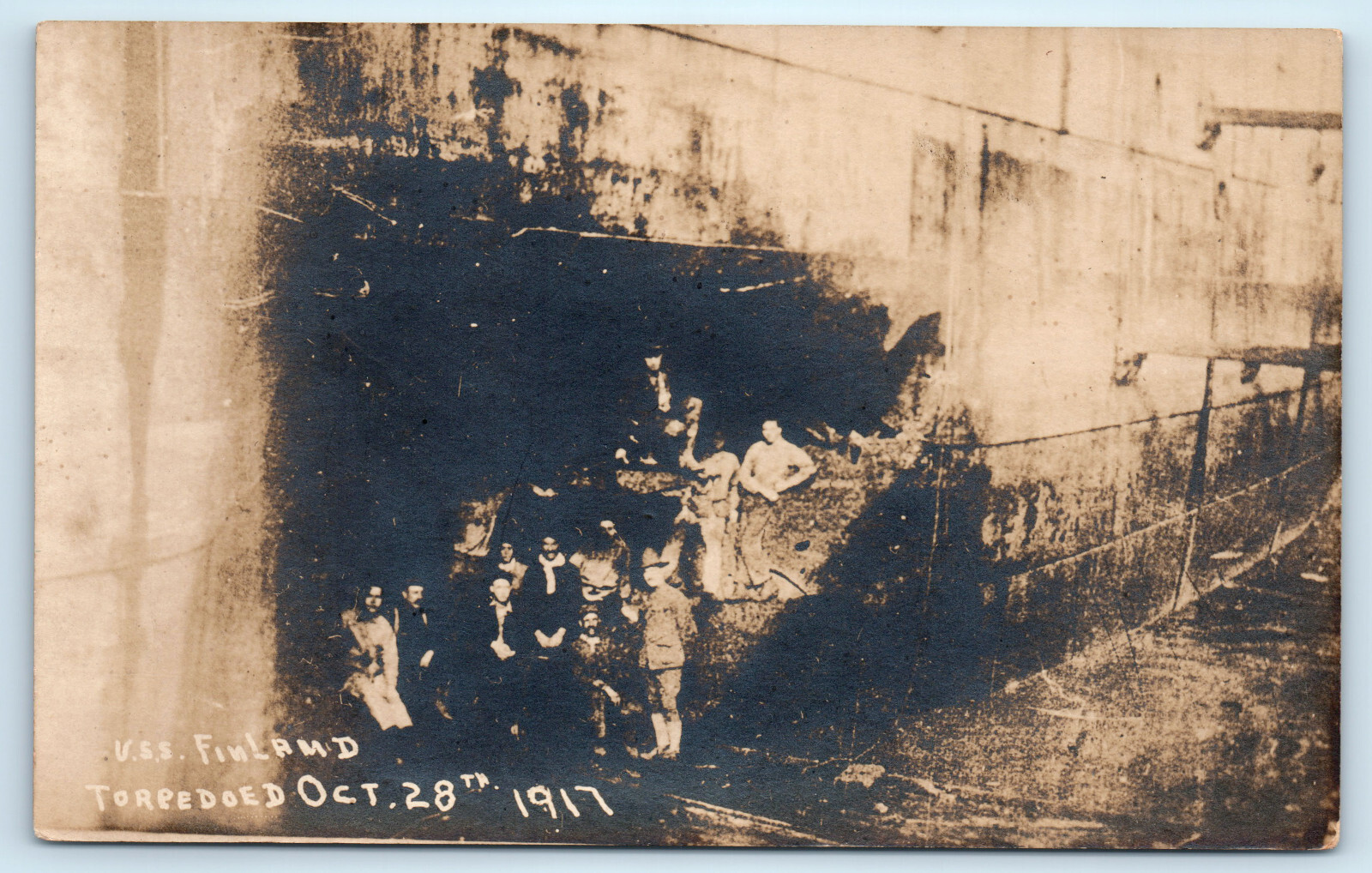 WWI USS Finland Transport Ship Dry Dock Real Photo Postcard RPPC