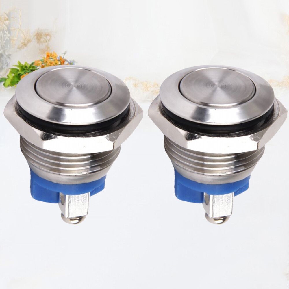 Car Horn Switch Push Button Stainless Steel 2PCS Momentary Horn Button