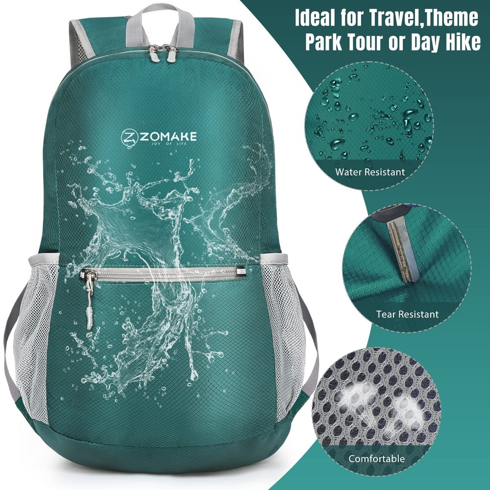 Ultra Lightweight Hiking Backpack 20L Packable Water Resistant Dark Green