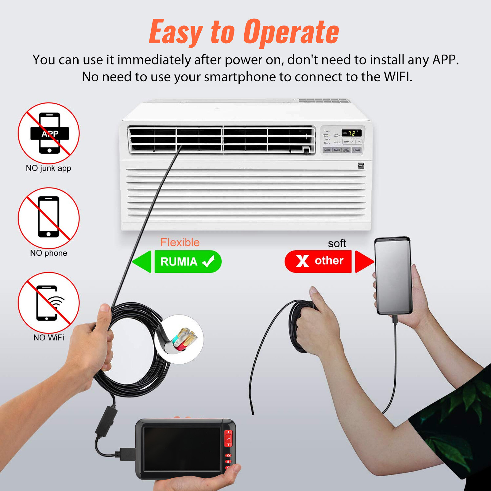 Industrial Endoscope 1080P HD 4.3'' LED Screen Borescope Inspection Snake Camera