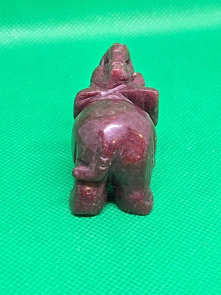 Carved Dark Red Jasper Elephant