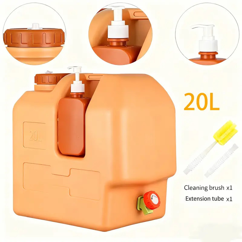 20L Water Container with Spigot and Soap Dispenser Portable Camping Water Jug US