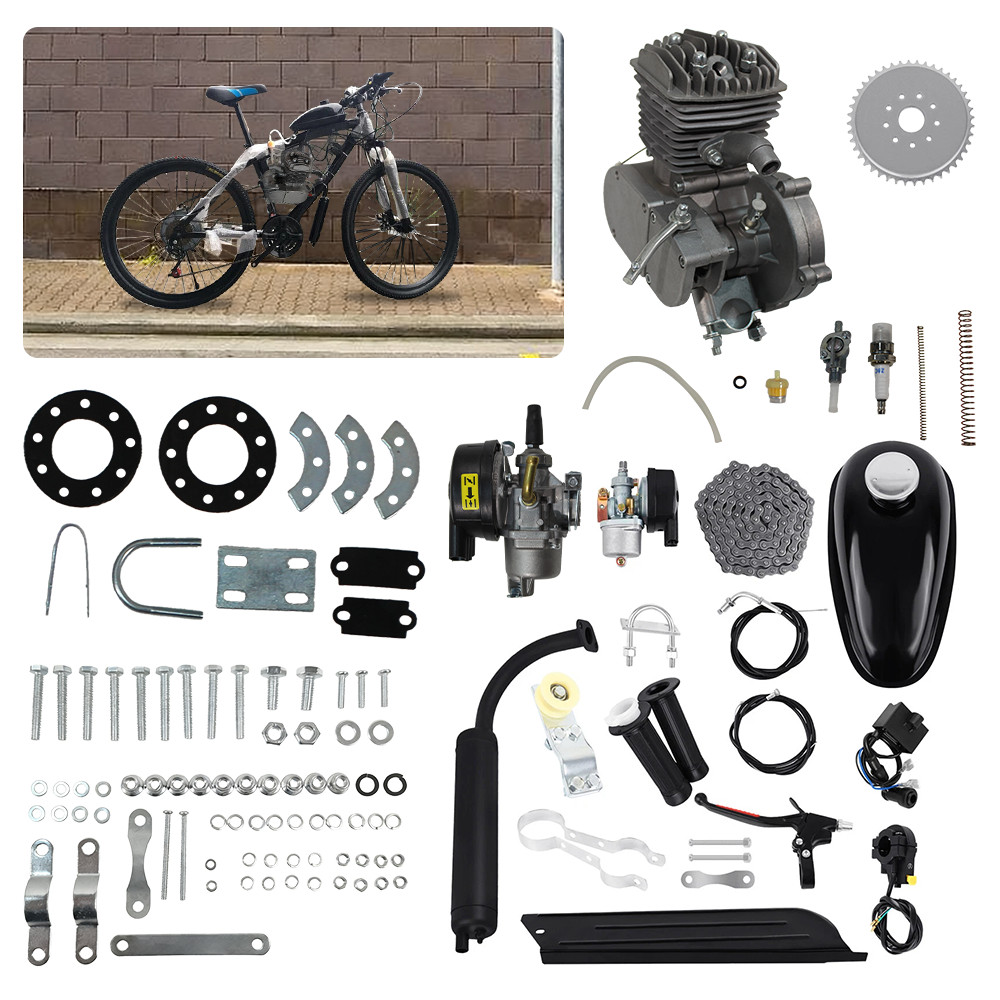 100cc 2-Stroke Engine Motor Kit for Motorized Bicycle Bike Gas Powered  silver