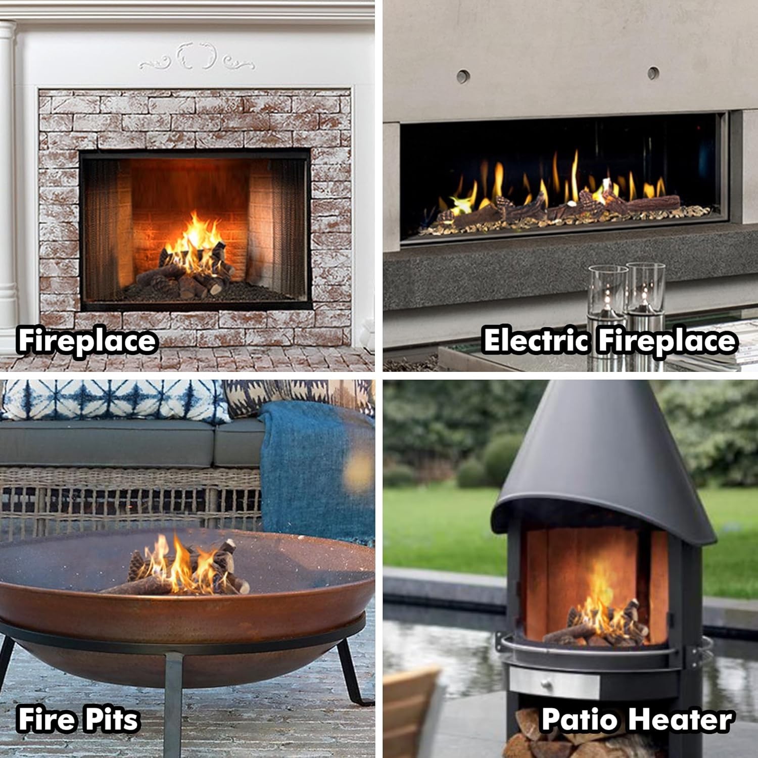 Small Gas Fireplace Logs Set of 9, Fireplace Logs Ceramic Wood Decoration for...
