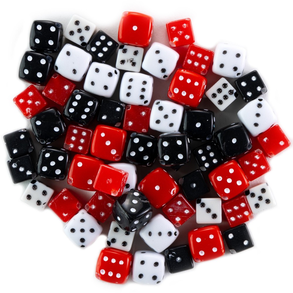 Fun Pack Acrylic Dice Beads 8mm To 10mm 62/Pkg Assorted Colors
