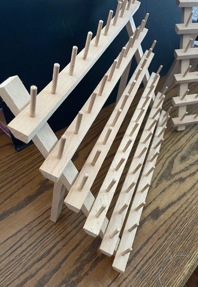 Two (2) Prym 60 Spool Wooden Thread Rack/Thread Holder Organizers -- Mint!