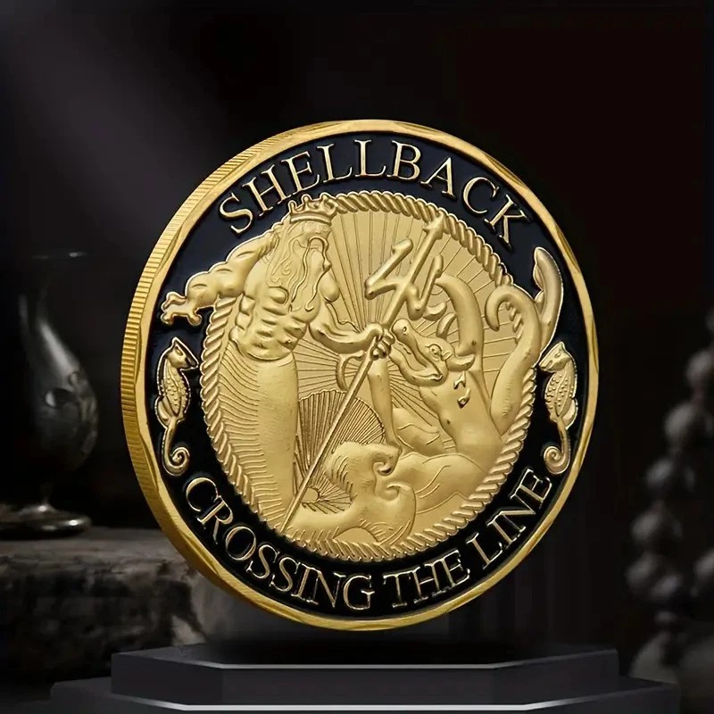 Navy Shellback Challenge Coin (Gold) - Excellent Gift