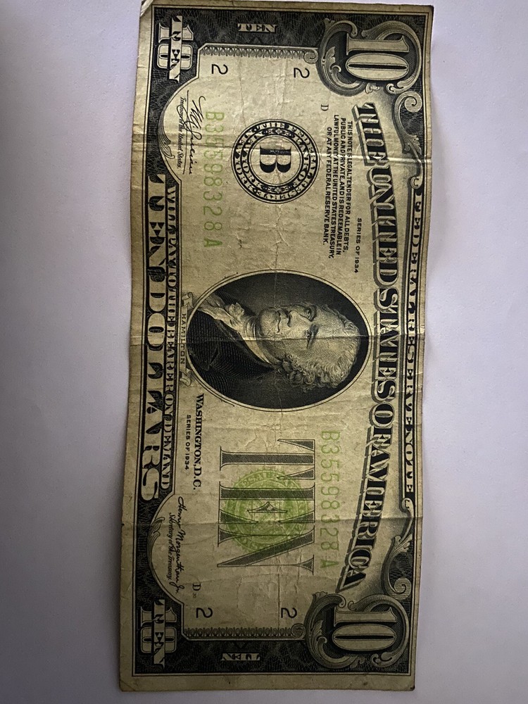 billete de 10 dolares 1934