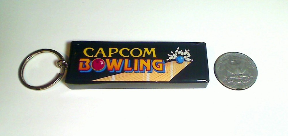 Capcom Bowling Arcade Marquee Coin Door accessory Keychain