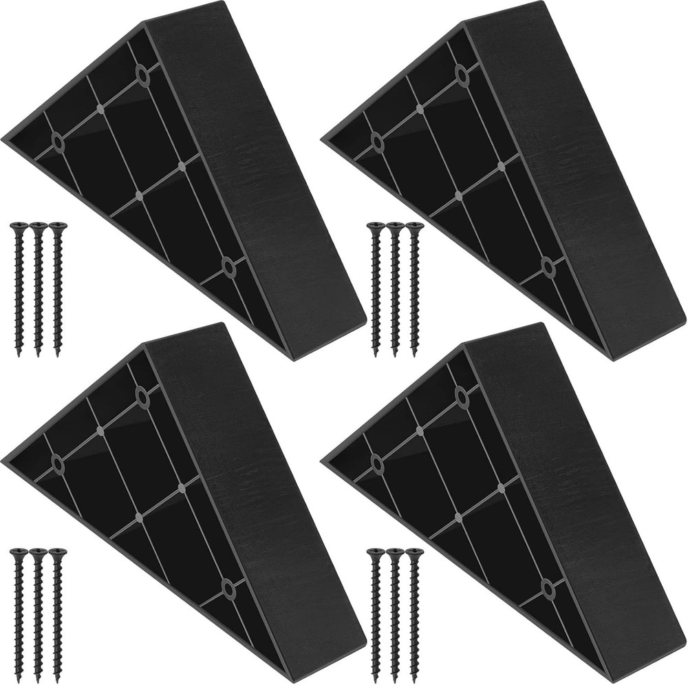 Patas de repuesto para sofá en forma triangular de plástico negro, con tornillos