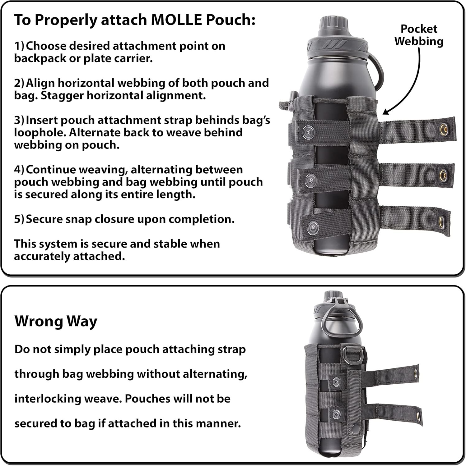 CAT Outdoors MOLLE Straps with Snaps Tactical - 4 piece Strap Connectors