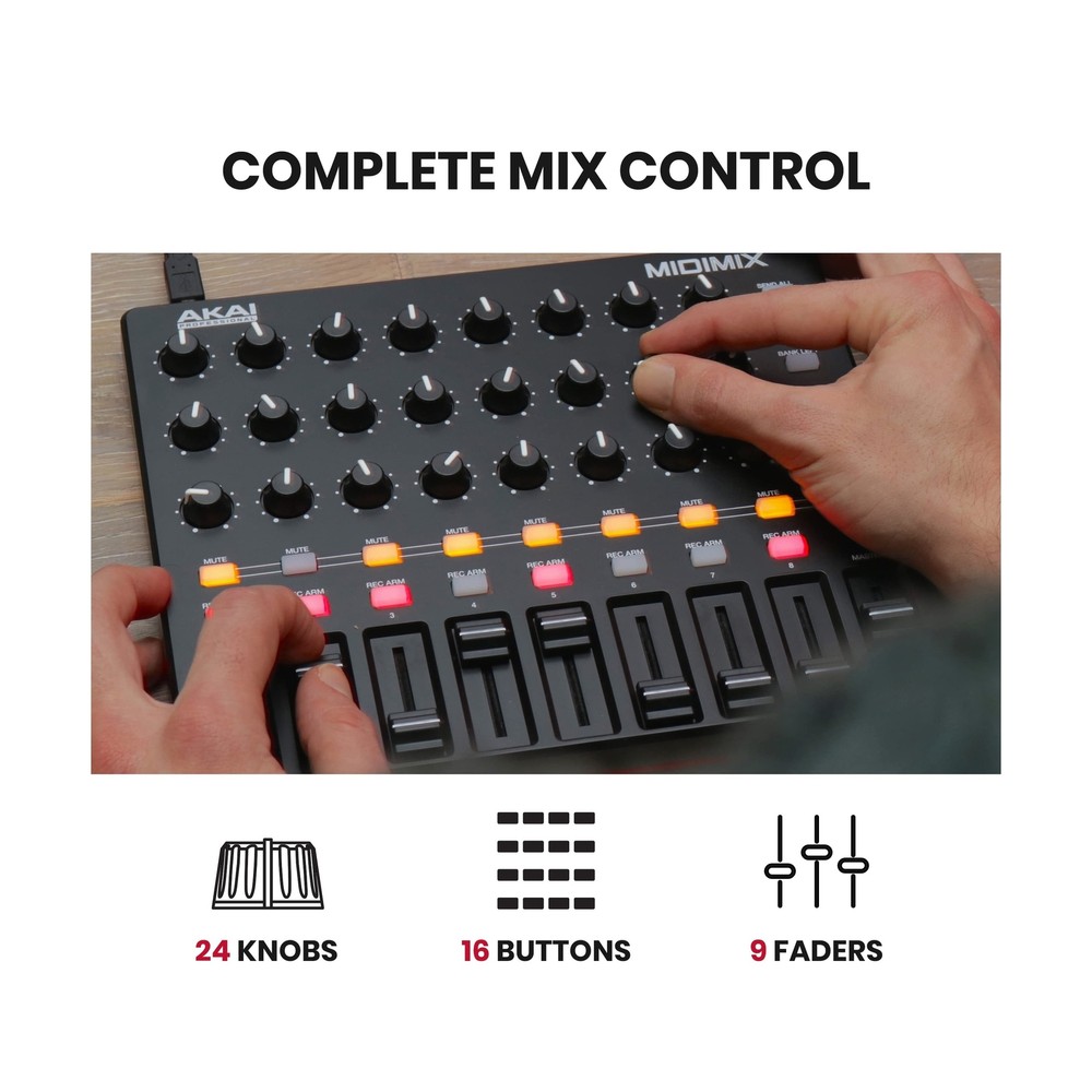 AKAI Professional MIDImix - USB MIDI Controller Mixer with Assignable Faders ...