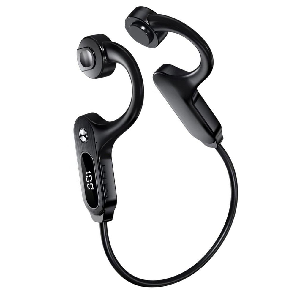 LED Digital Screen Bone Conduction Headphones Simple Operation 300mah Commute