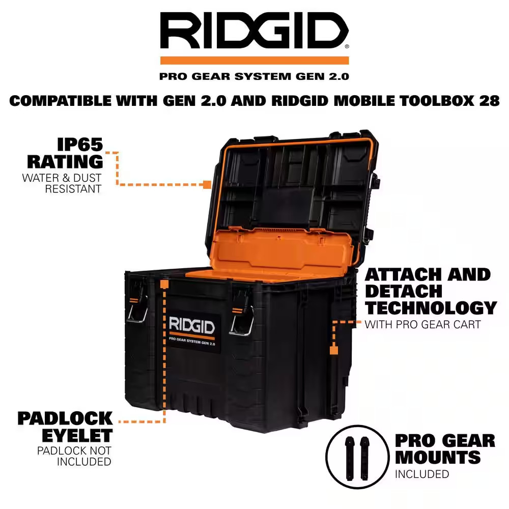 Pro Gear System Gen 2.0 Durable XL 22 In. Stackable Tool Box for Storage and Tra