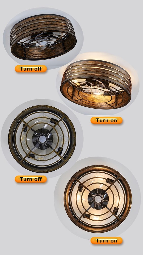 20'' Flush-Mount Smart Ceiling Fan with Dimmable-Light and Memory Remote APP/...