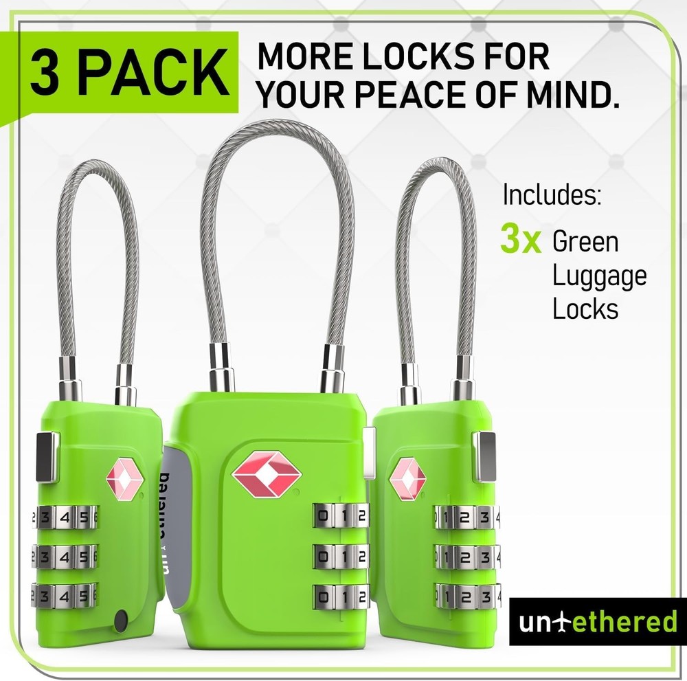 TSA Approved 3-Digit Combination Locks – 3-Pack for Ultimate Luggage Security