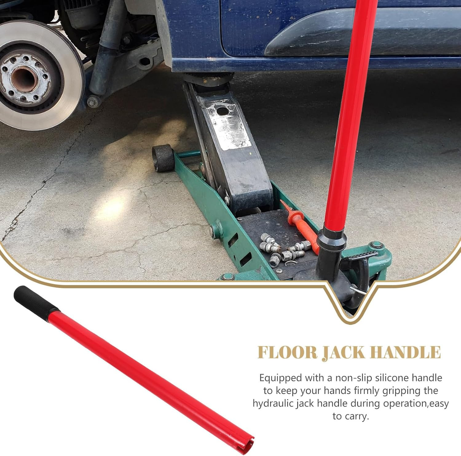 3 Ton Horizontal Hydraulic Jack Handle - Heavy-Duty Replacement with Grip(Red)