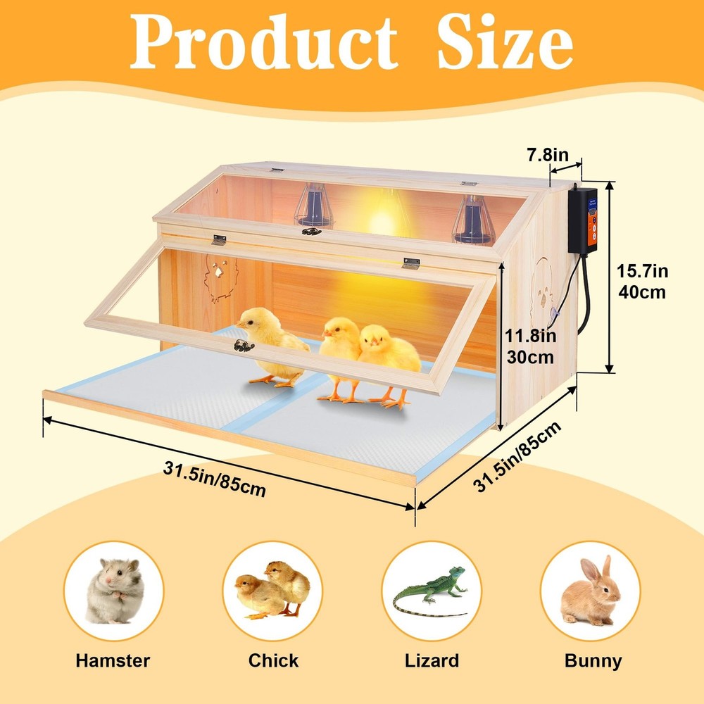 Large Drawers Brooder Box for Chicks, 32”L X 18”W X 16”H Chick