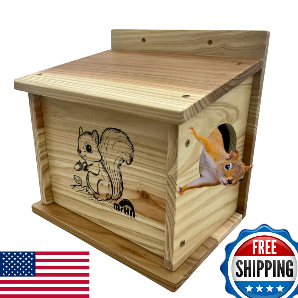 MrHN Small Squirrel House - Easy Assembly Nesting Box for Outside Wildlife